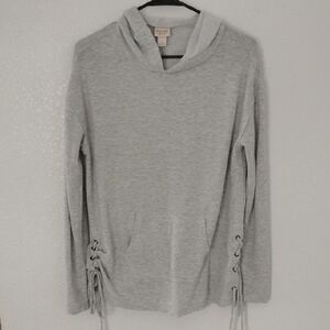 Mossimo Supply Co. Heather Gray Lace-Up Sweatshirt